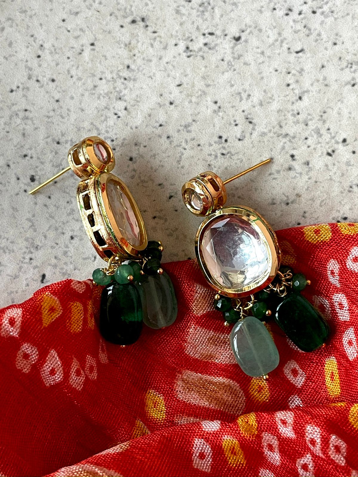 Kundan with Jade Stone and Cheer Partywear Necklace with Earring set