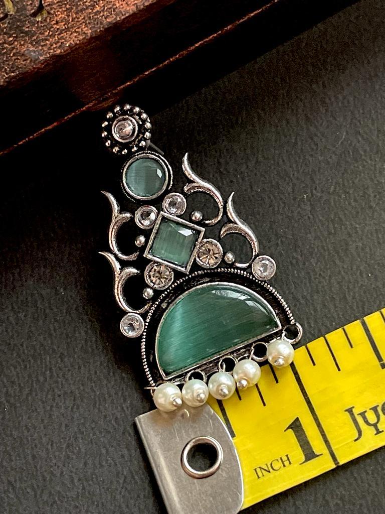 Black Polish Antique look with Monalisa stone Earring