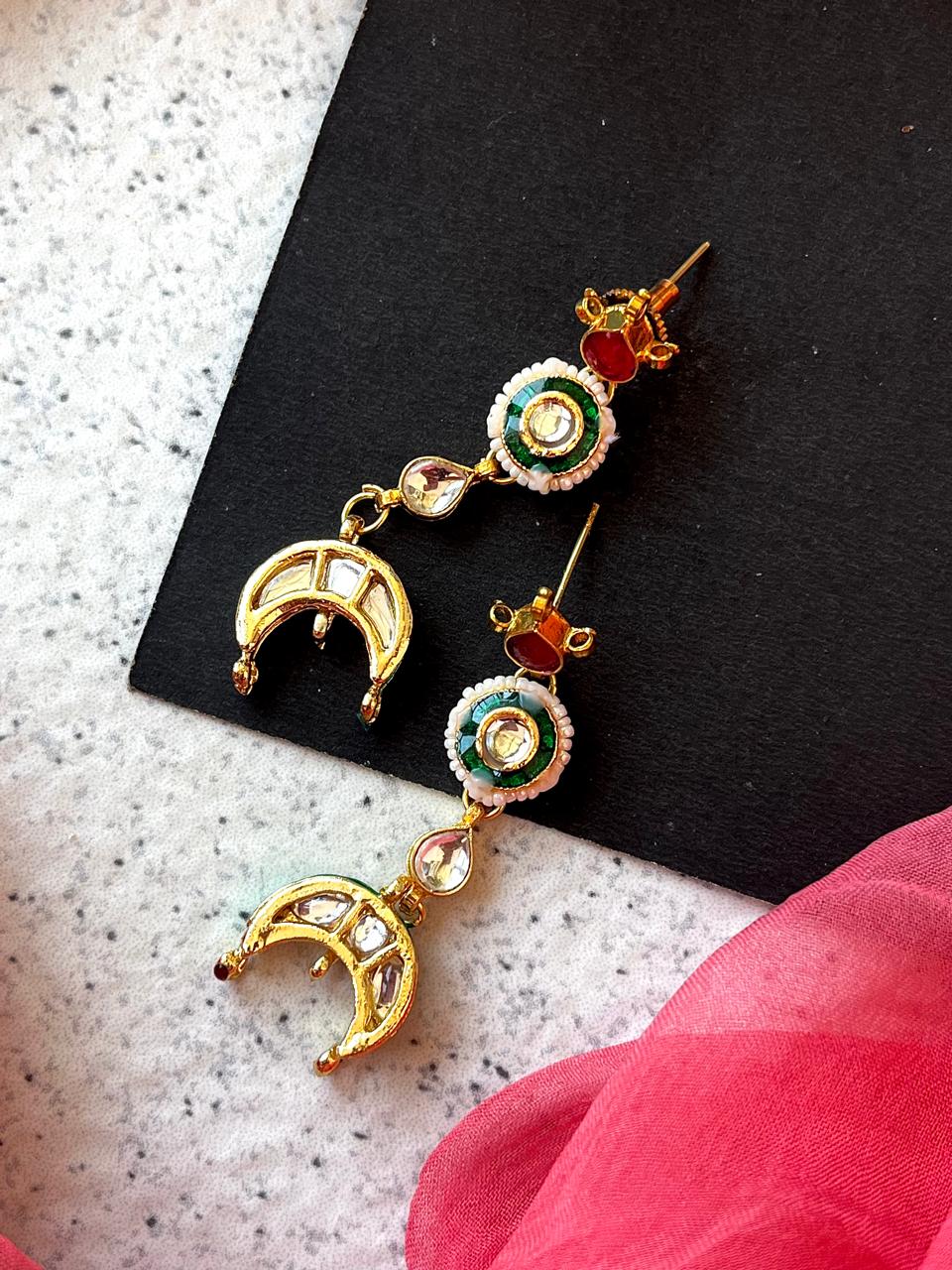 Pachi Kundan Meenakari Earring