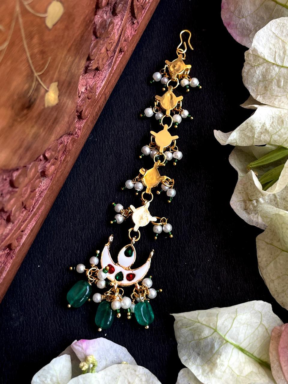 Stone Beads with Pachi Kundan Beaded Mangtika