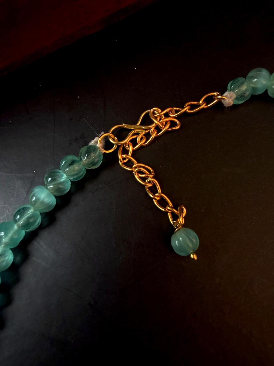 Pumpkin Beads Mala Necklace with Earring set