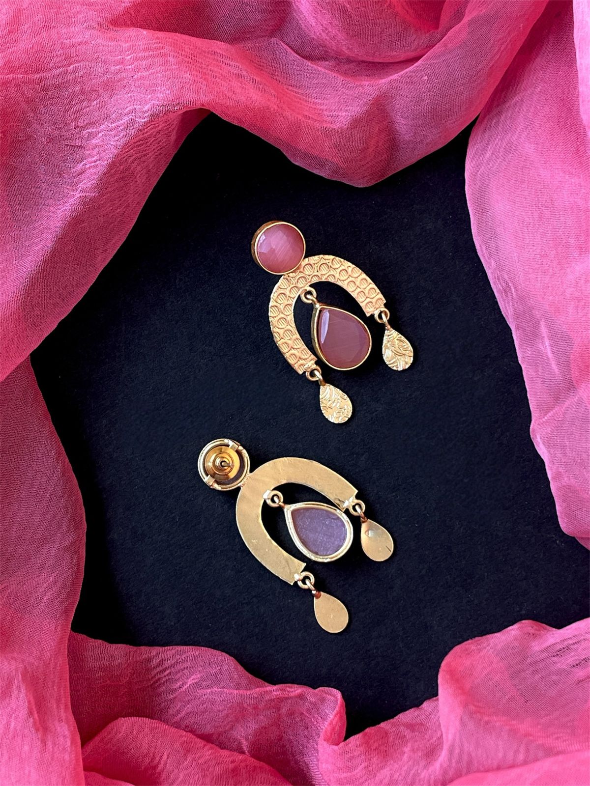 Monalisa Stone Golden Partywear Earring