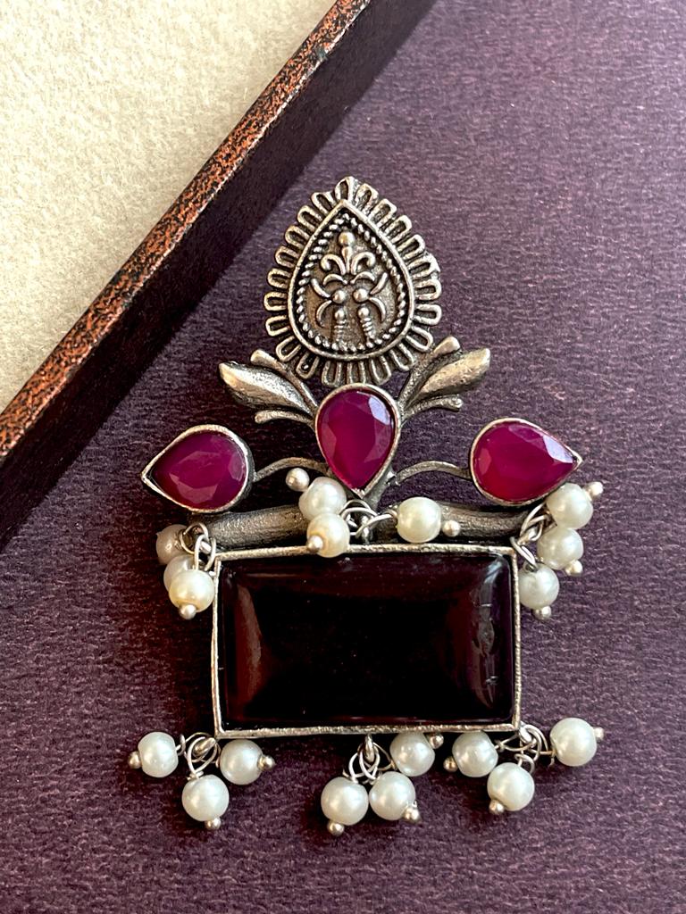 Silver Replica Rectangular Monalisa Stone Stud Earring