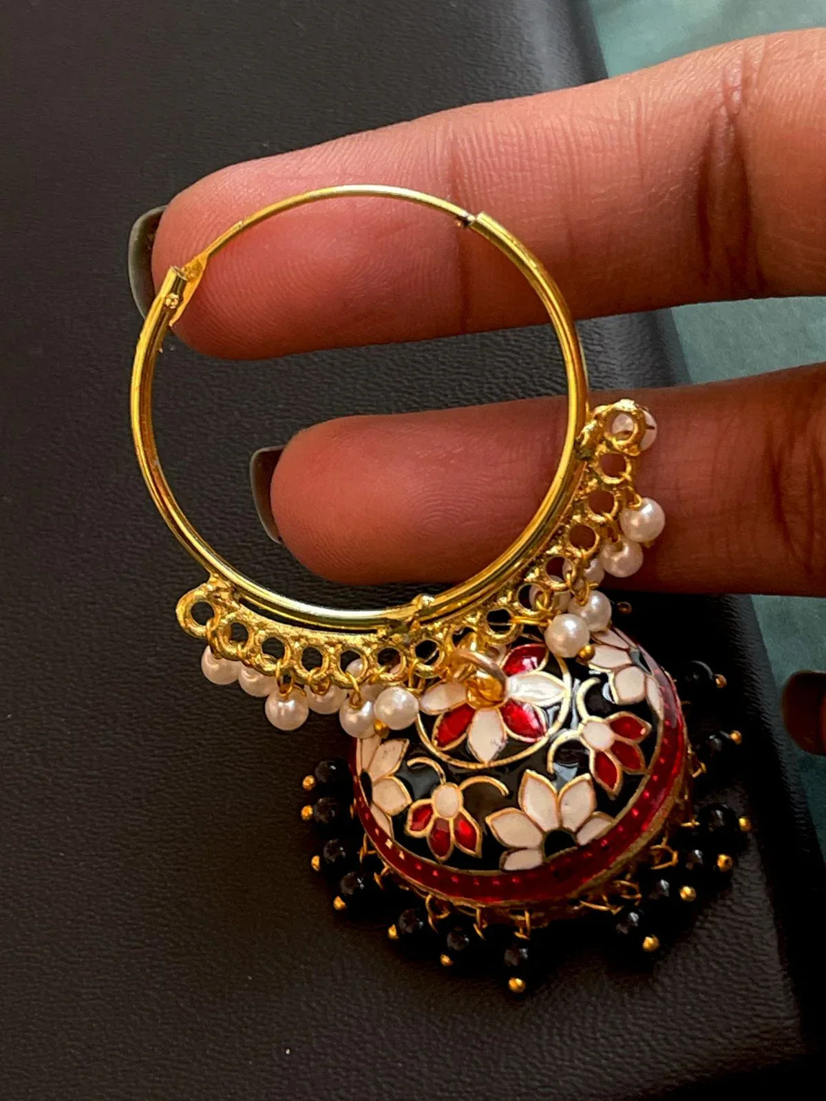 Meenakari Jhumka with Hoop Earring