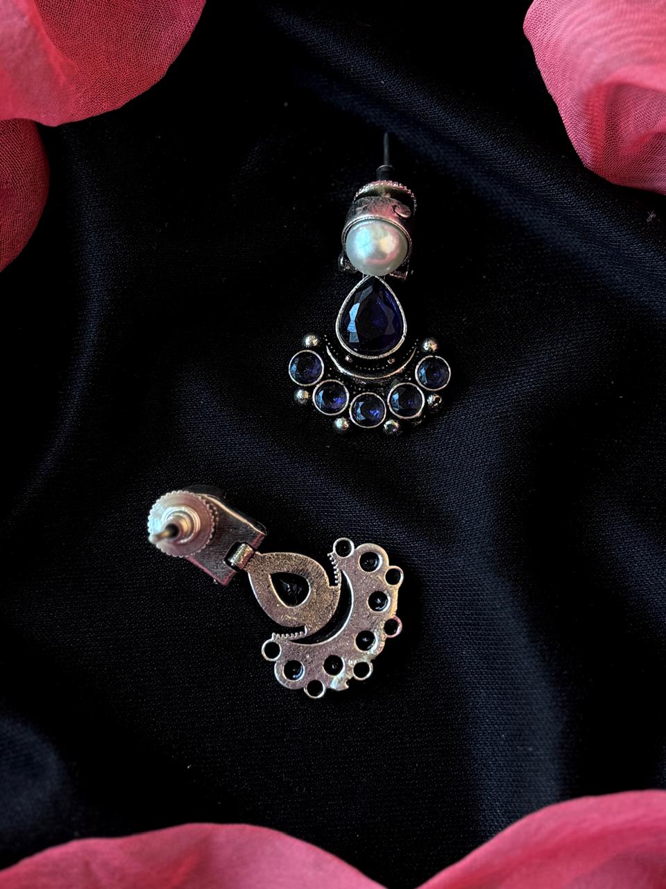 Monalisa Stone Chandbali Pearl Silver Replica Earring