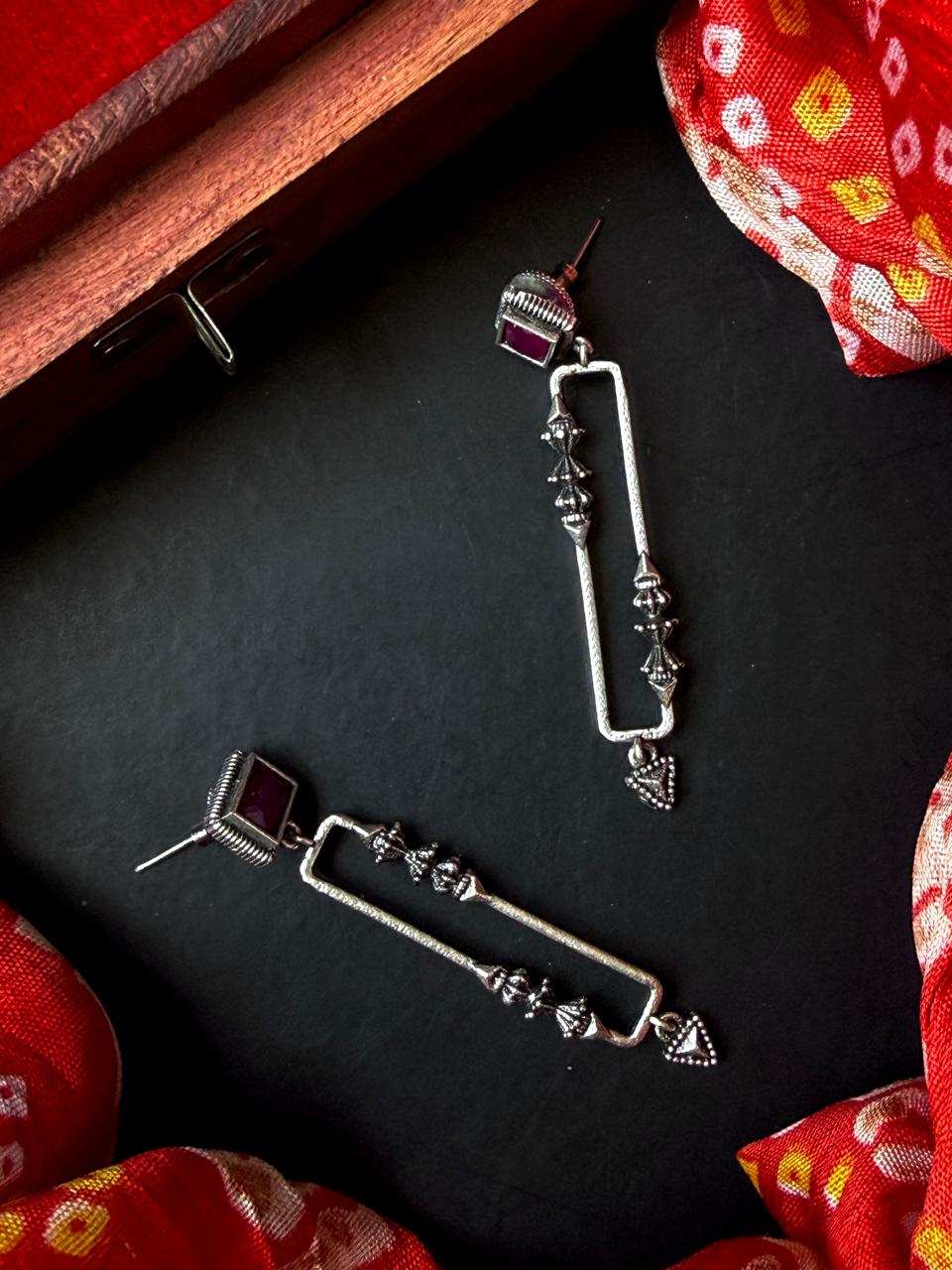 Oxidized Silver Replica Earring