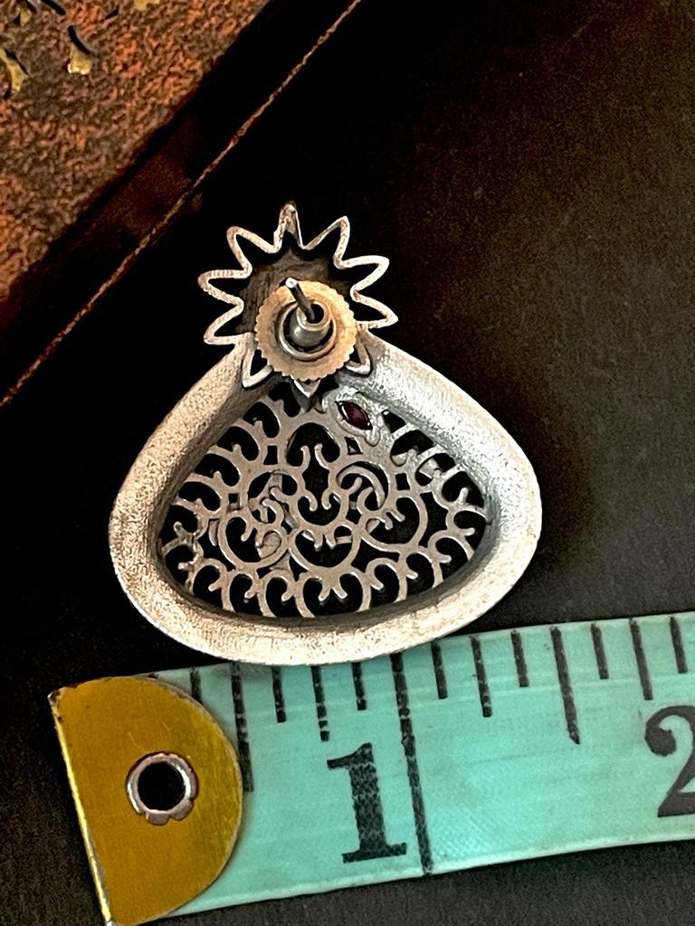 Silver Replica Oval Shape Stud Earring with Monalisa stone