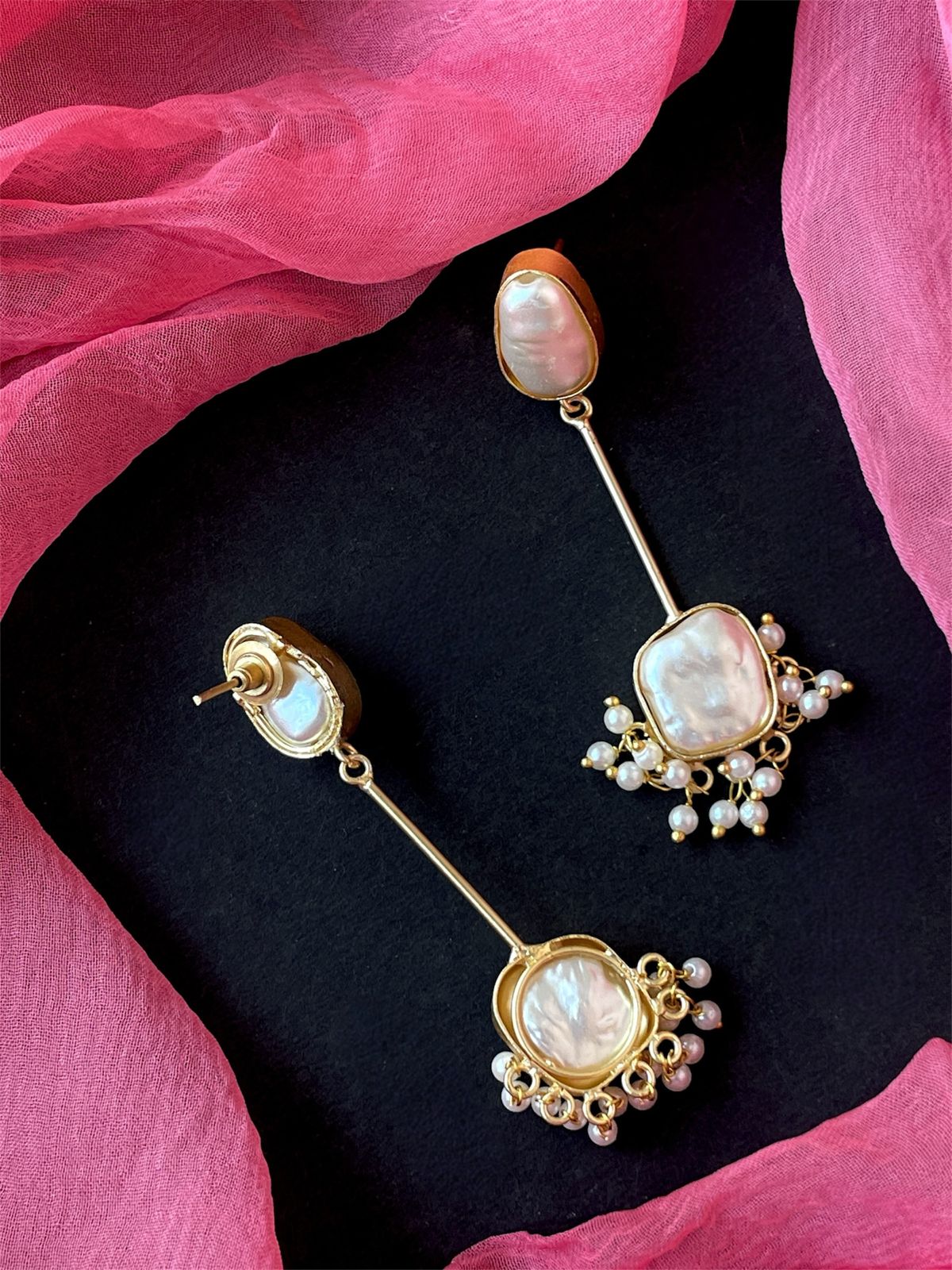 Imitation Shell Golden Long Earring