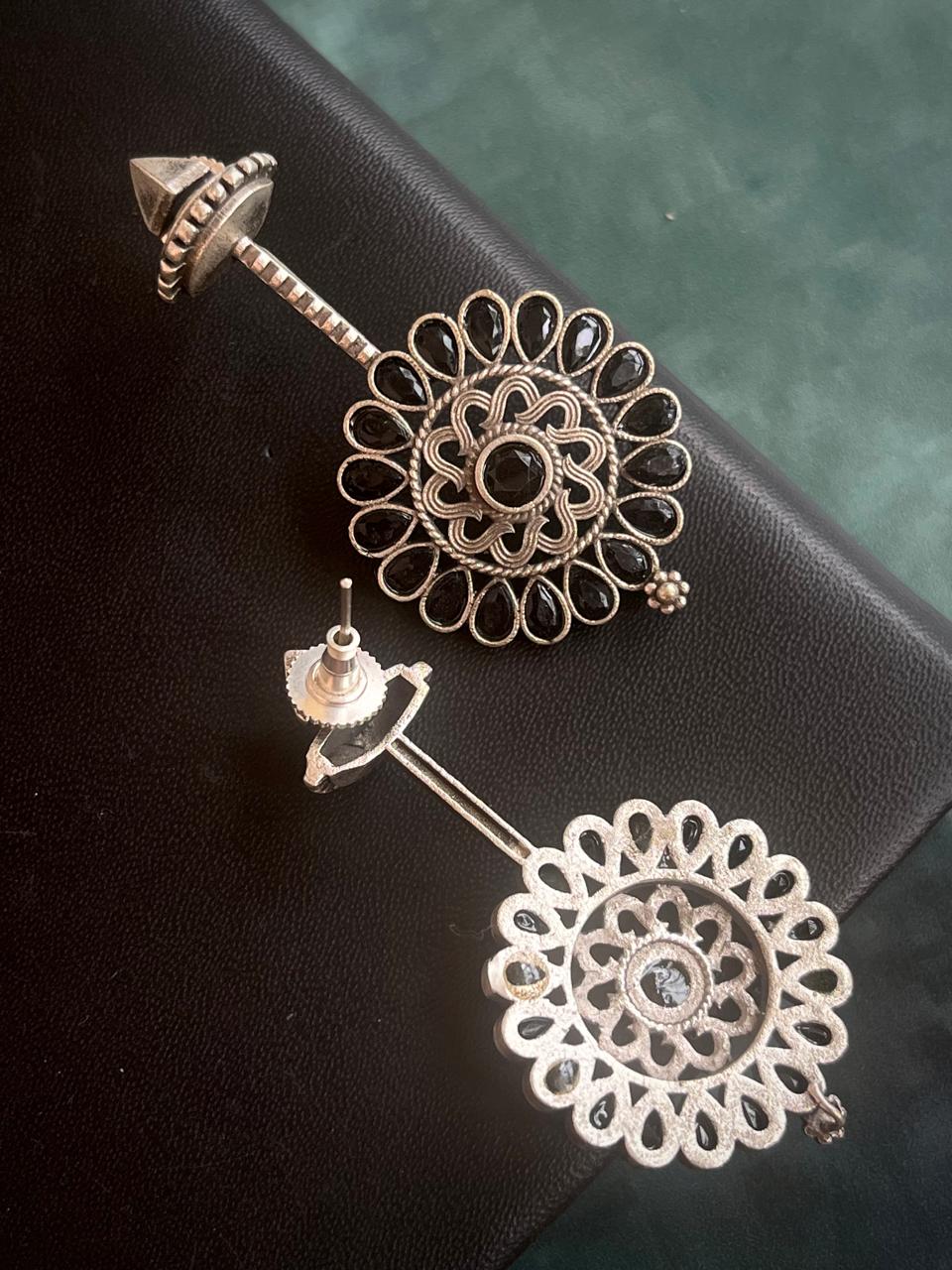 Monalisa Stone Silver Replica Flower Shape Earring