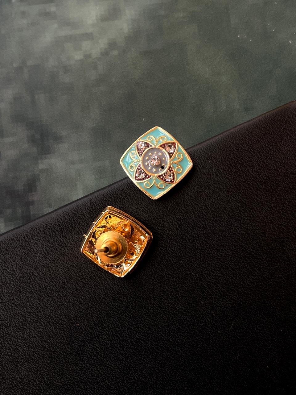 Meenakari Square Stud Earring (set of 2 pairs)