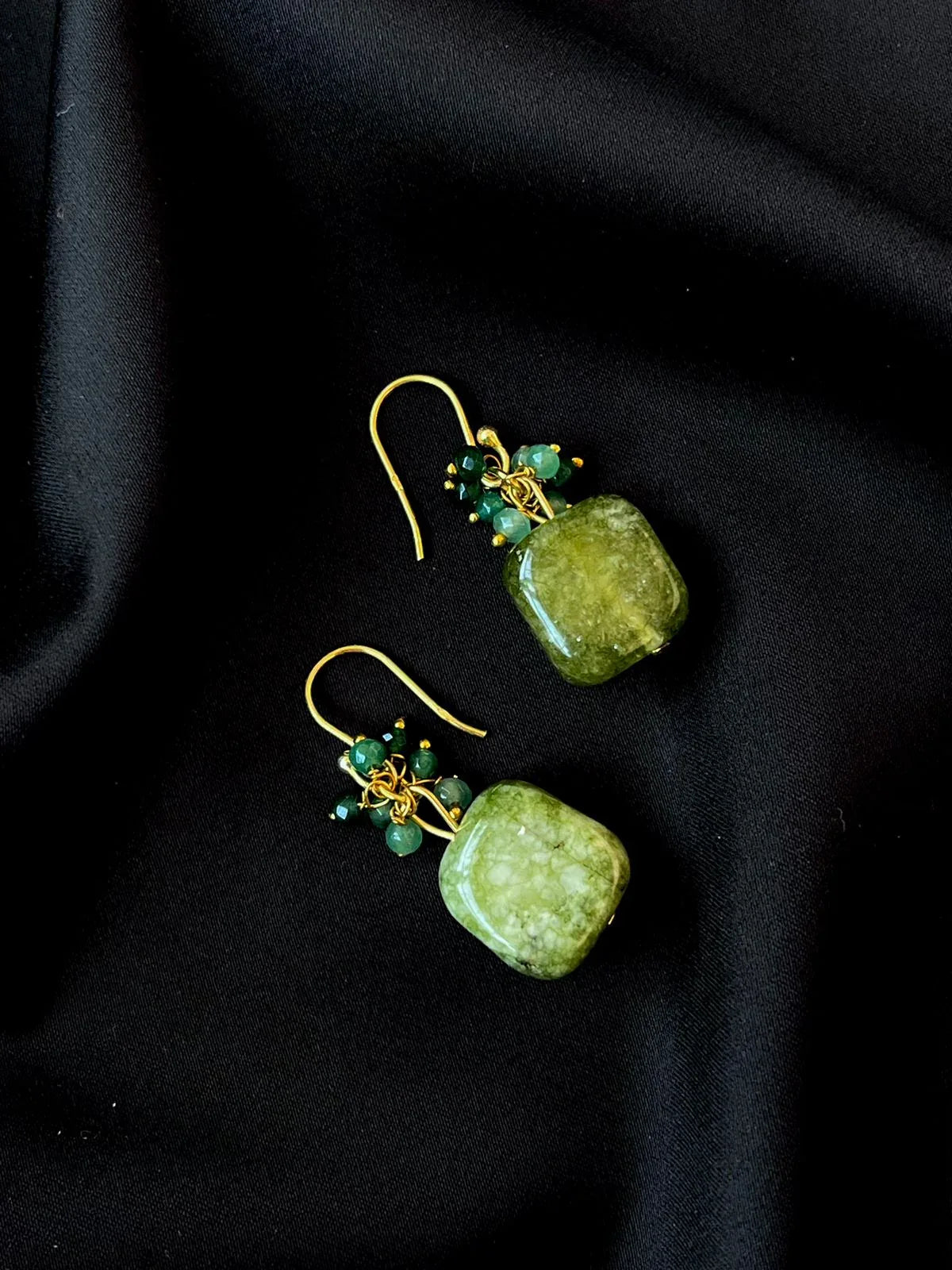 Stone Beads Gold Plated 92.5 Silver Earring