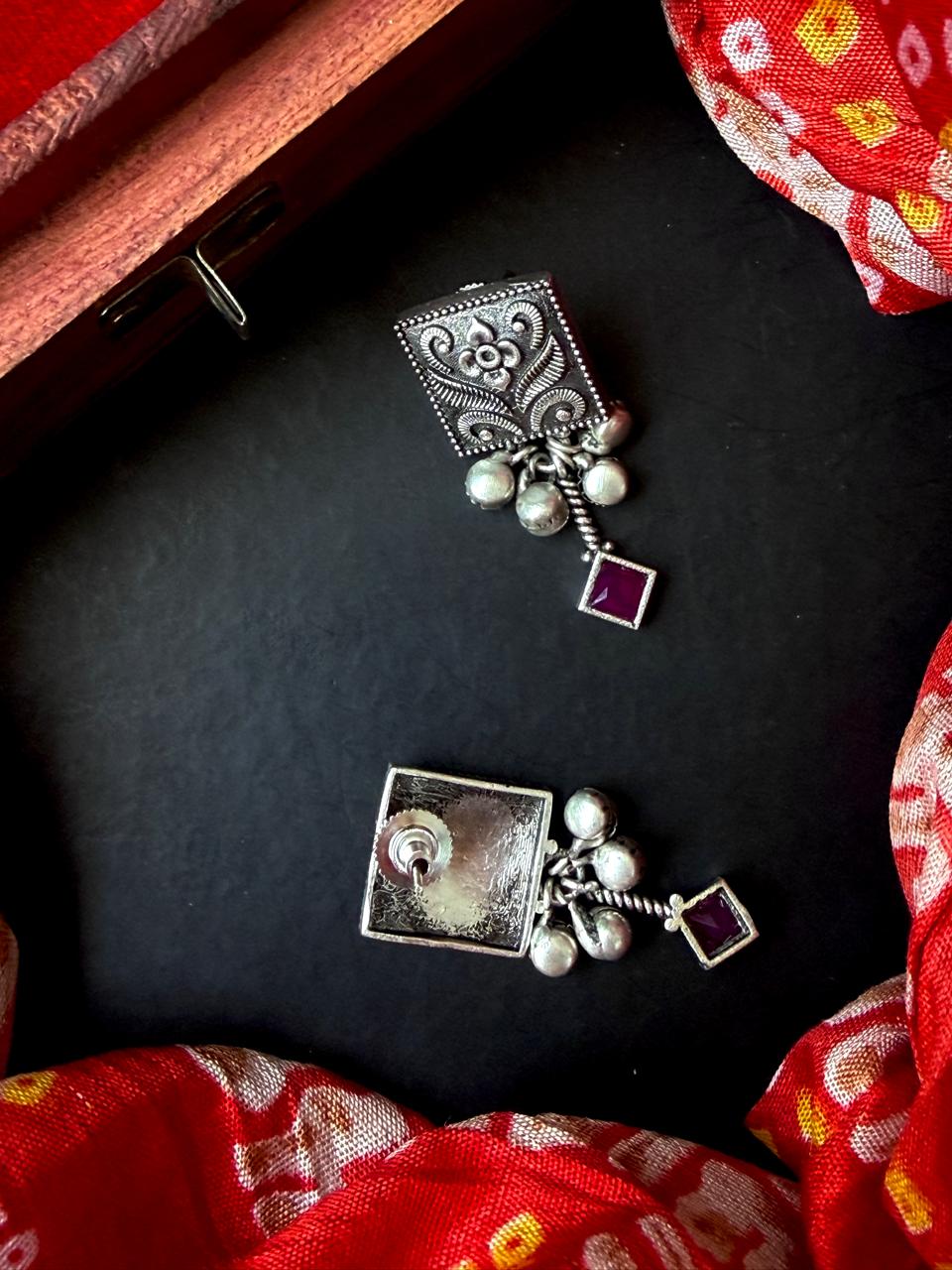 Oxidized Silver Replica Earring