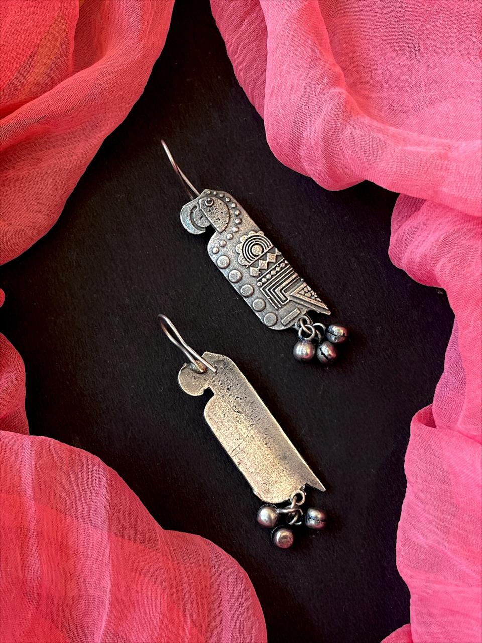 Bird Shape Hanging Oxidized Earring