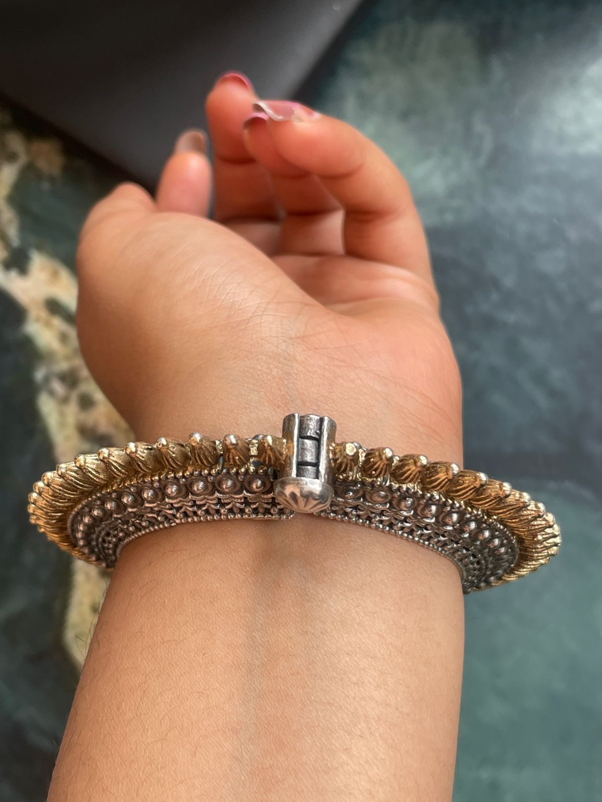 Dual Tone Ethnic Antique Look Openable Kada