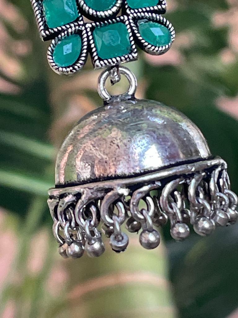 Oxidized Earring in stones