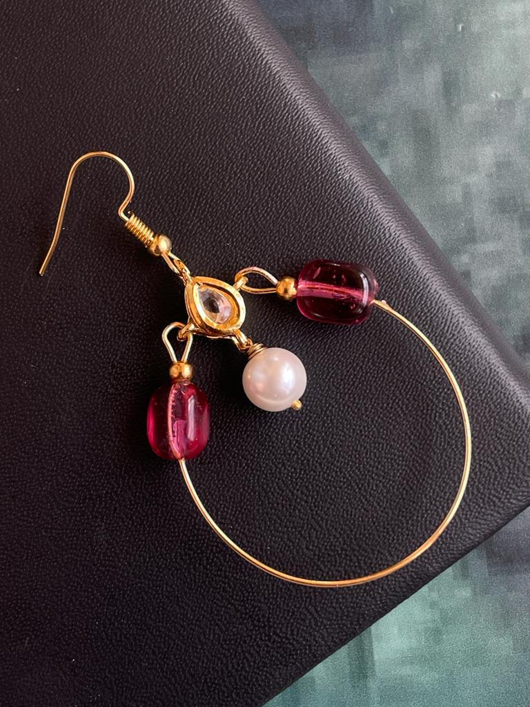 Semi Precious Stones with Pearl and Kundan Earring