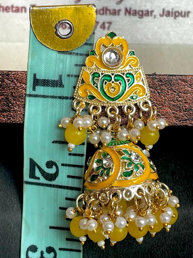 Meenakari Stone beads Jhumka Earring