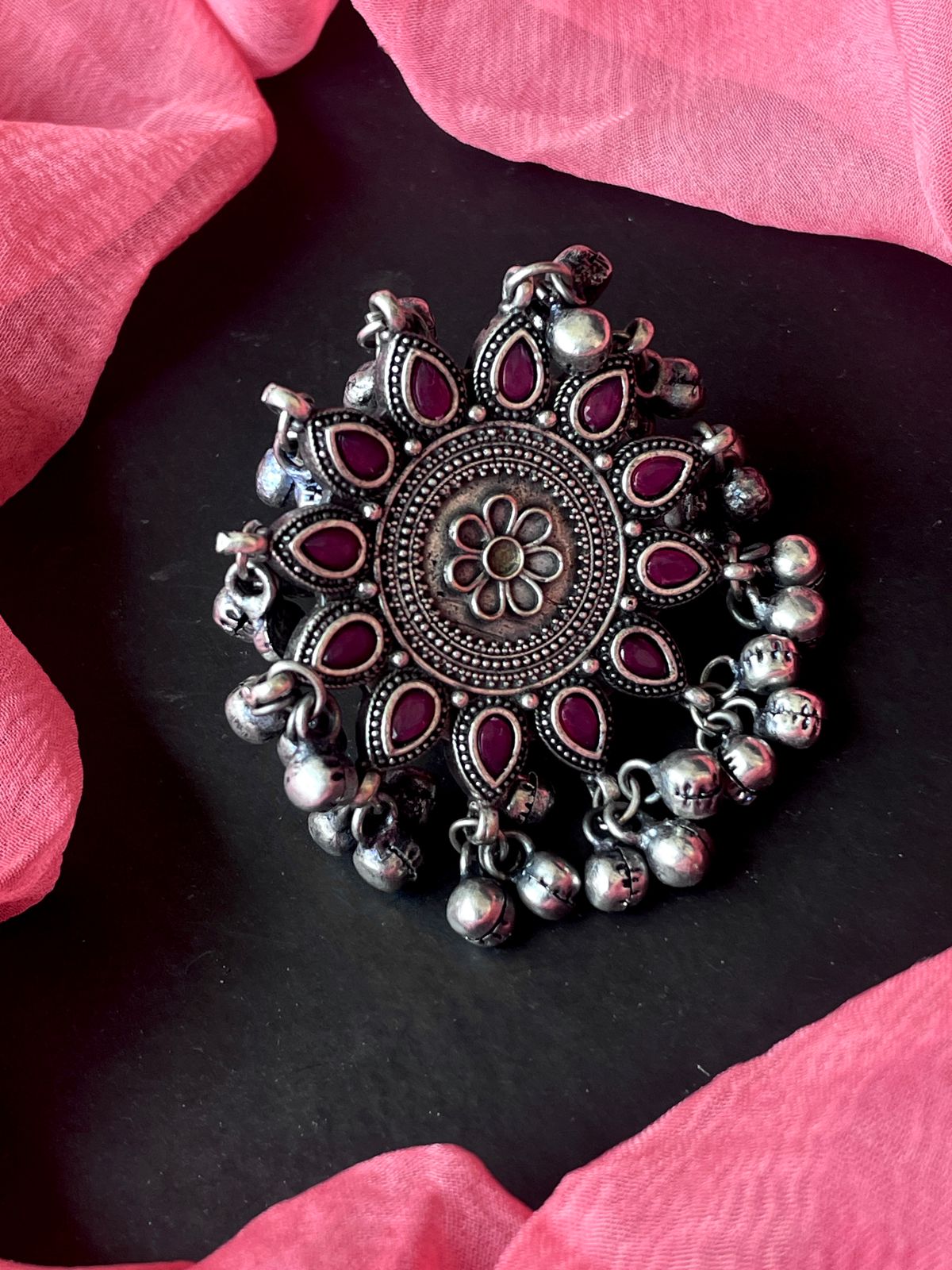 Black Polish Oxidized Partywear Ring