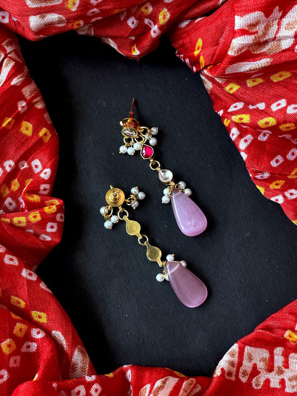 Monalisa Stone Pachi Kundan Beaded Earring
