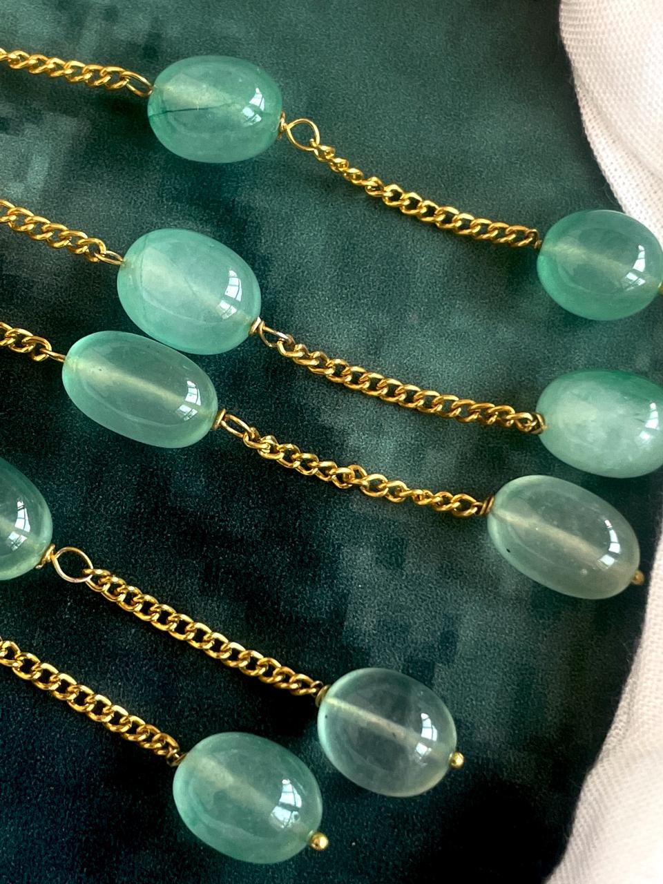 Kundan with Zade Stone Pendant Chain Necklace