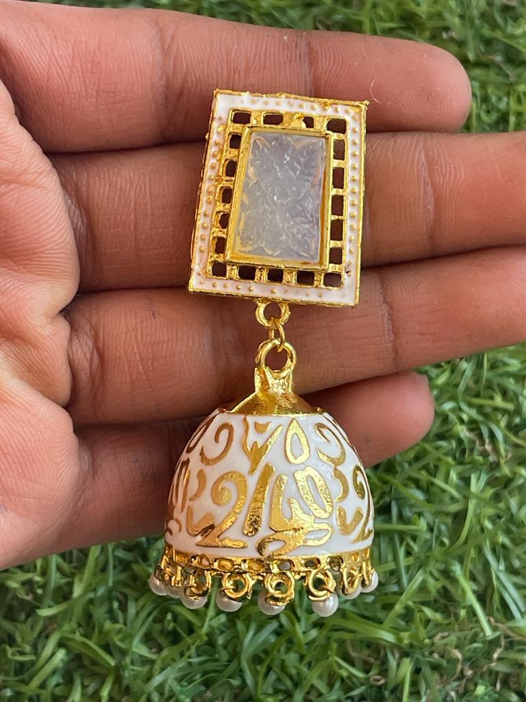 Meenakari Dome Shape Jhumka Earring