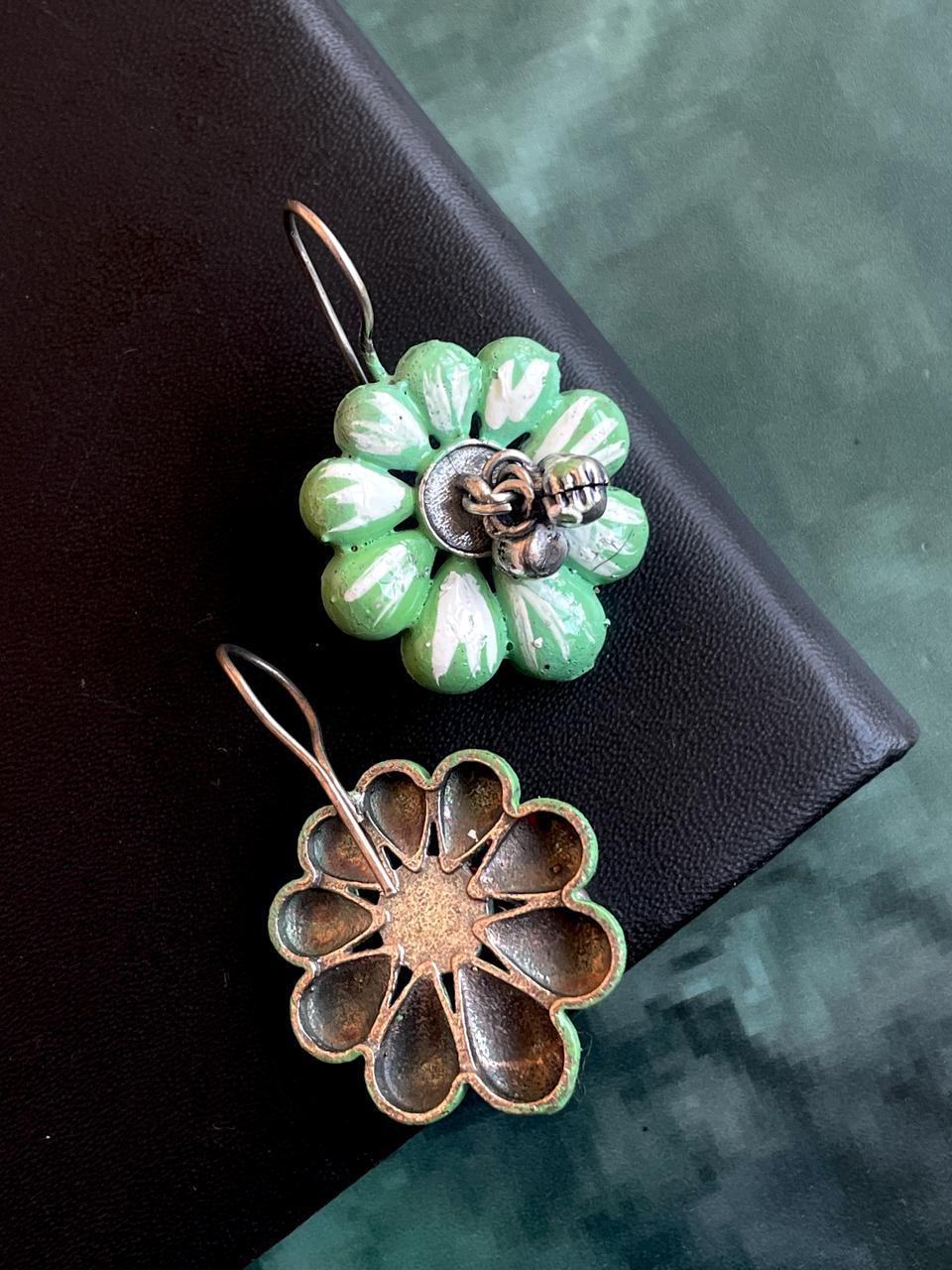 Hand Painted Flower Shape Stud Earring