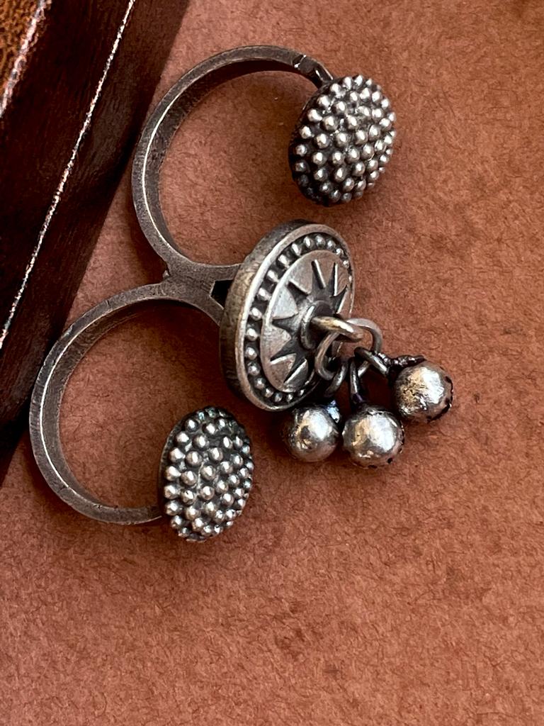 Oxidized Three piece Ring wit Ghunghroo