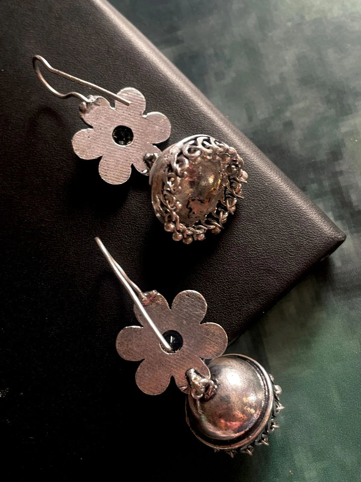 Oxidized Flower Top with Jumki Earring