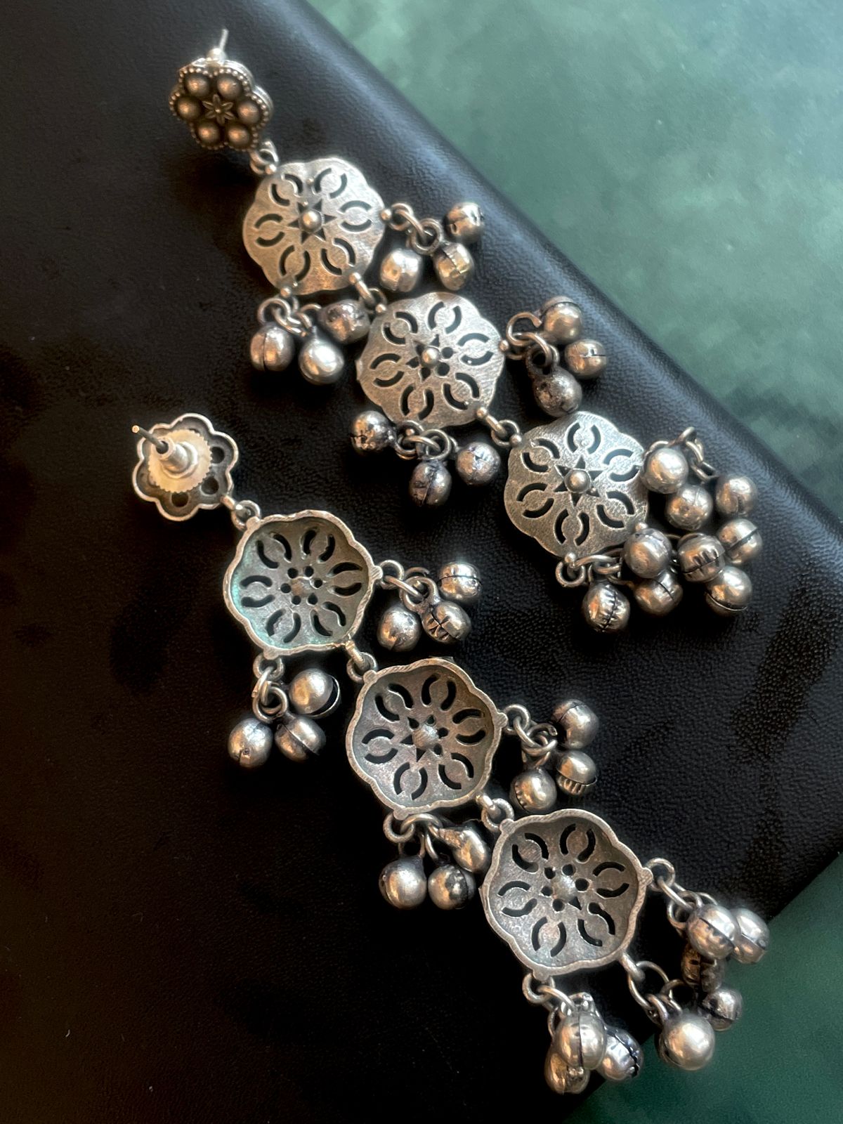 Black Polish Oxidized Long Earring