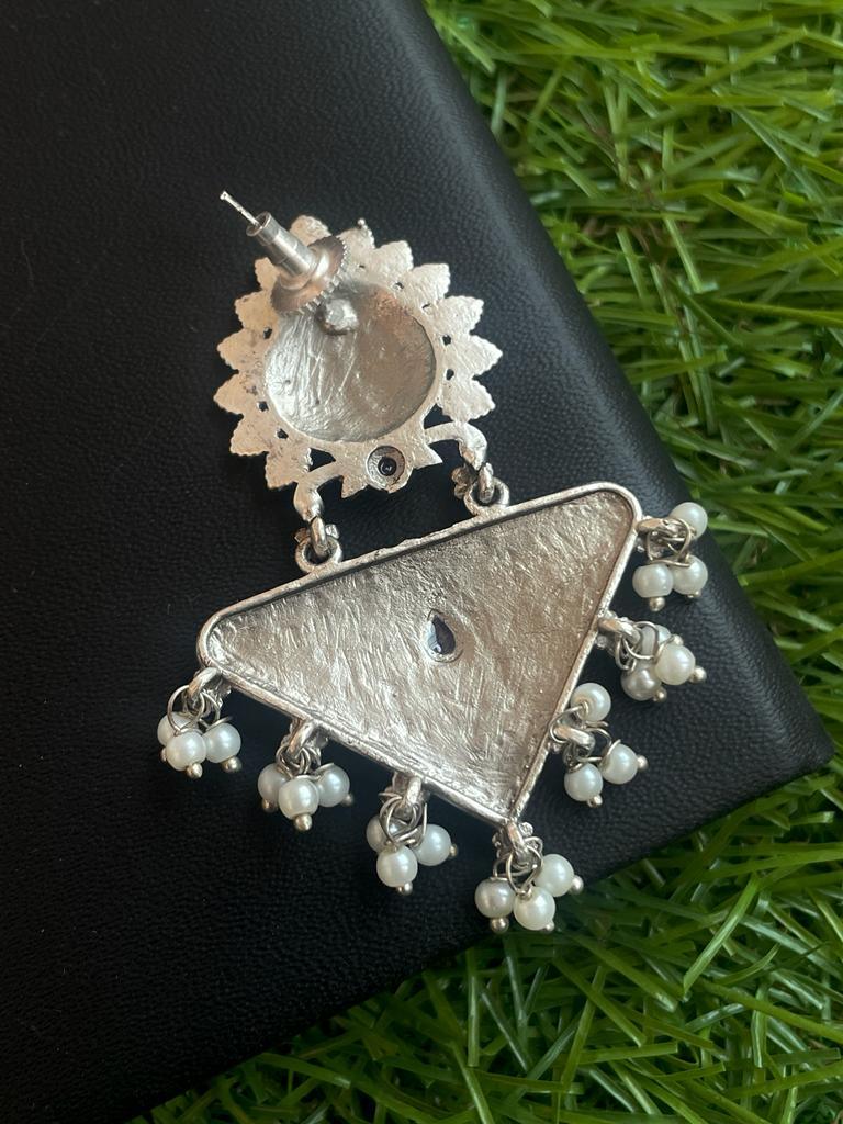 Silver Replica Triangular Earring