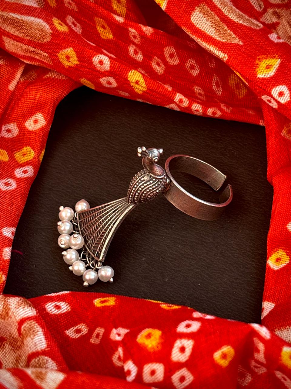 Oxidized Peacock Shape Ring