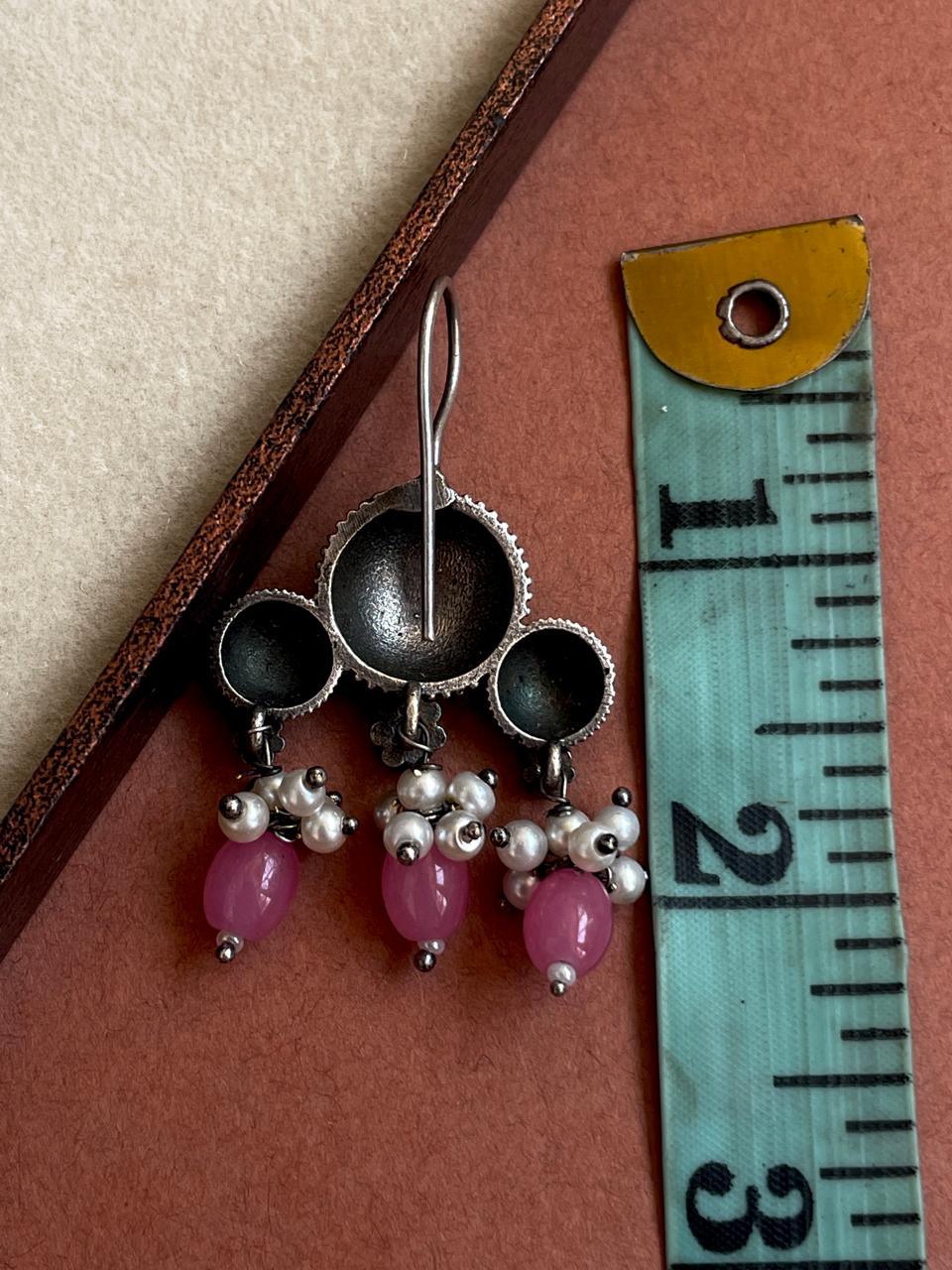 Monalisa Stone Oxidized Stud Earring