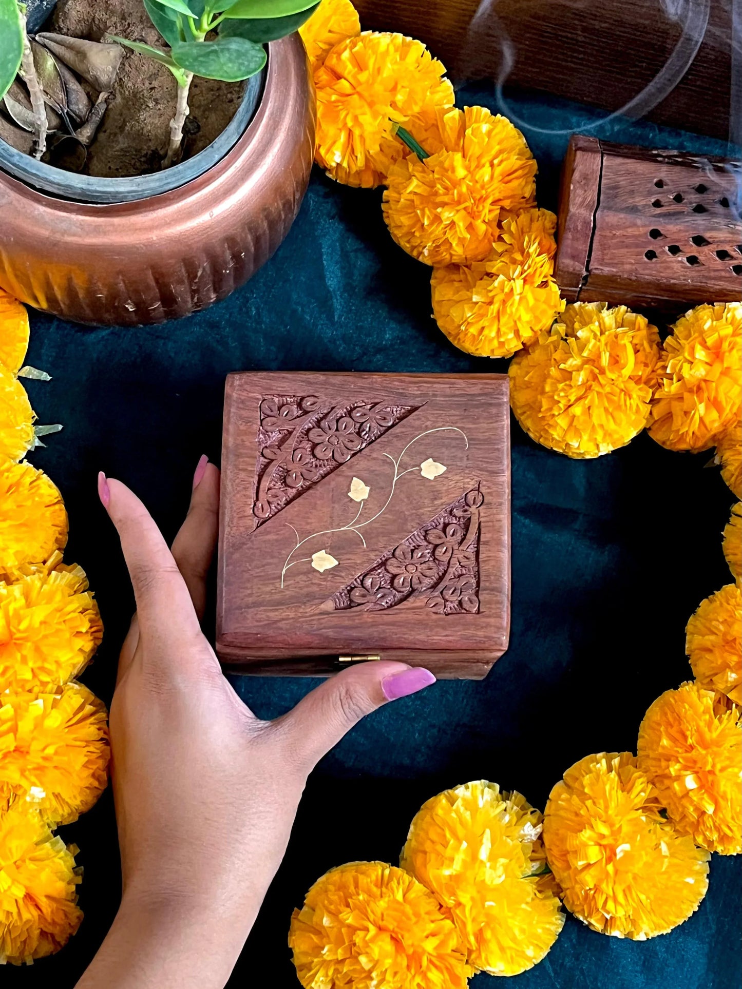 Gift Box of Meenakari Jhumka Earring and Meenakari Finger Ring
