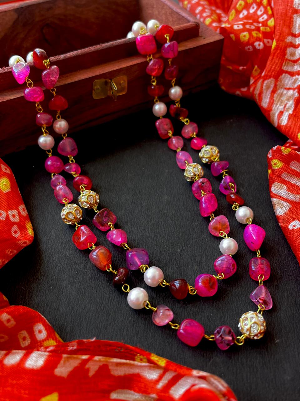 Jade stone with Shell Pearl Double Layer Mala