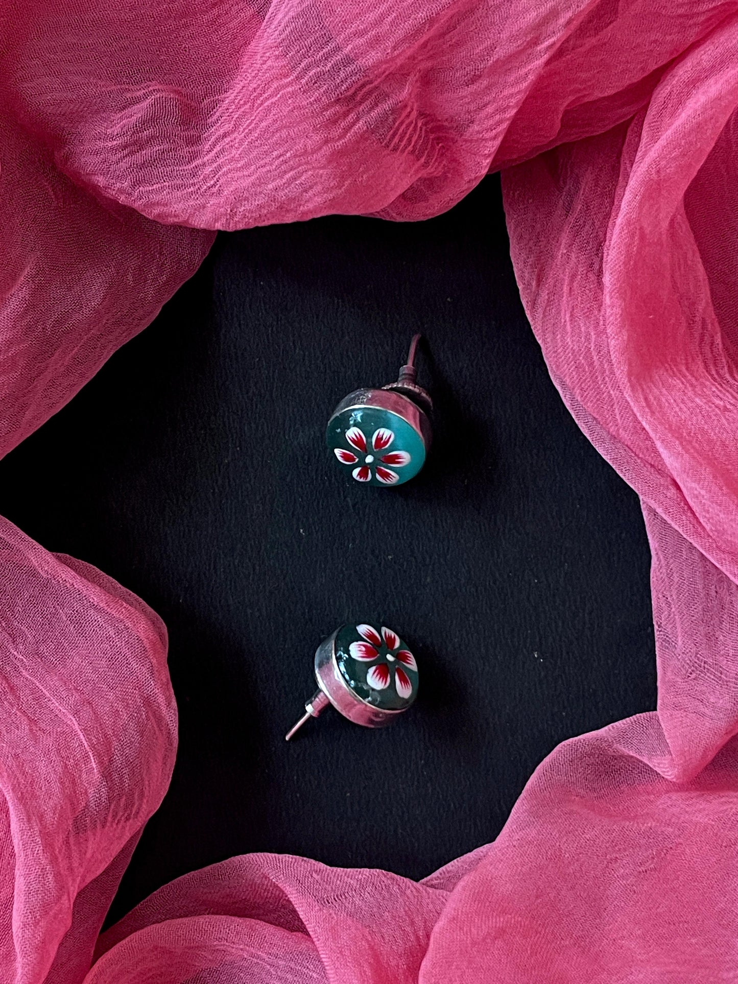 Hand Painted Monalisa Stone Stud Earring