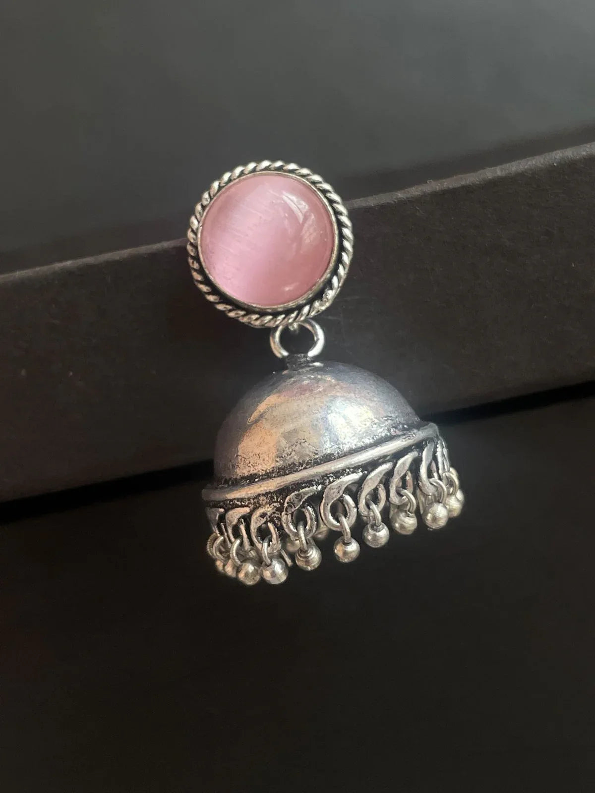 Monalisa Stone Top with Oxidized Jhumki Earring
