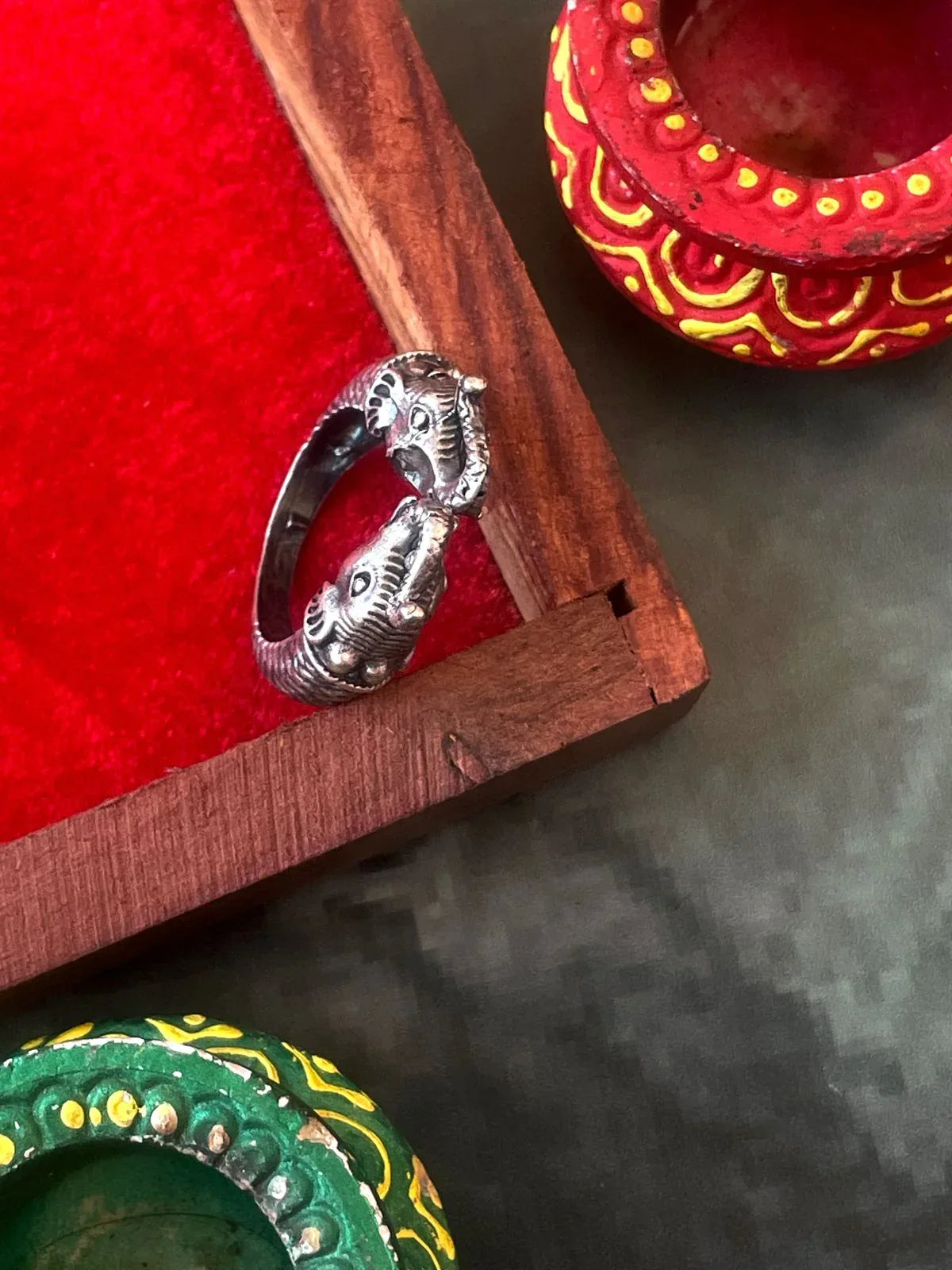 Oxidized Elephant shape Ring