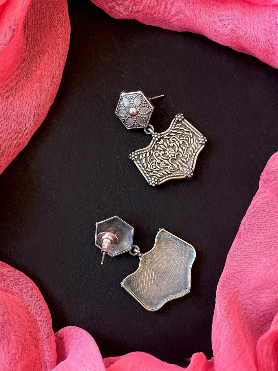 Oxidized Choker with Earring Ethnic Set