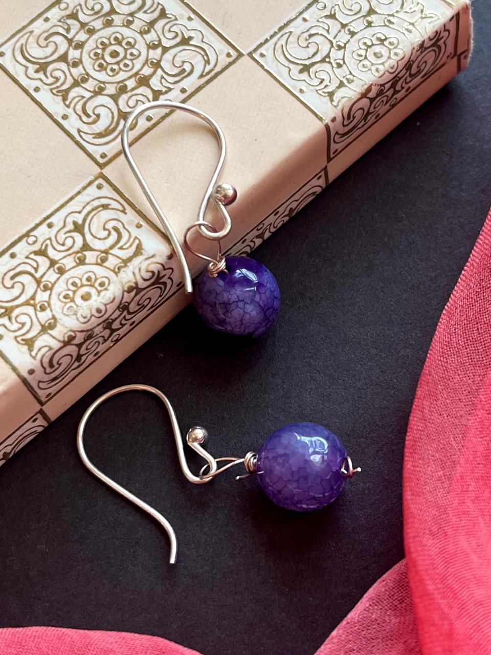 Semi Precious Round Stone Earring