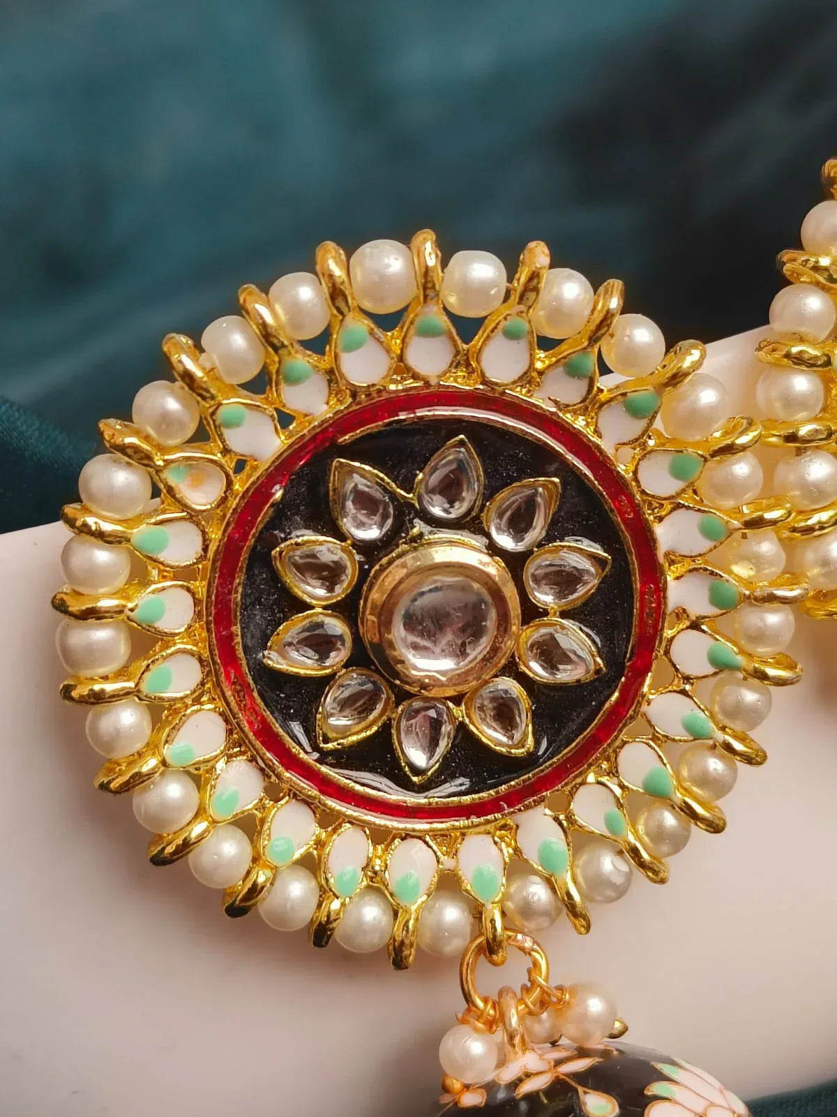 Meenakari Partywear Heavy Jhumka with Top Earring