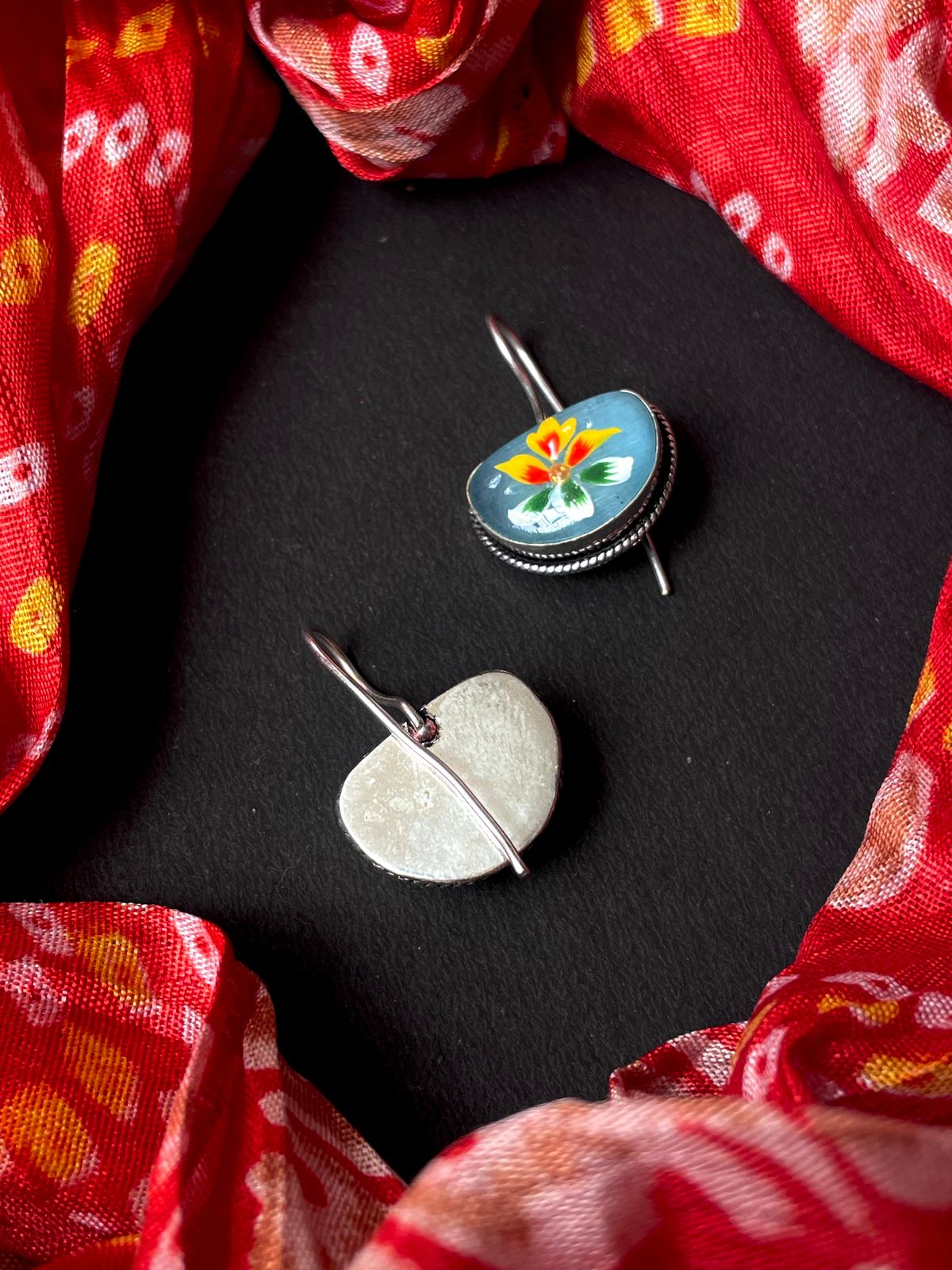 Hand Painted Monalisa Stone Earring