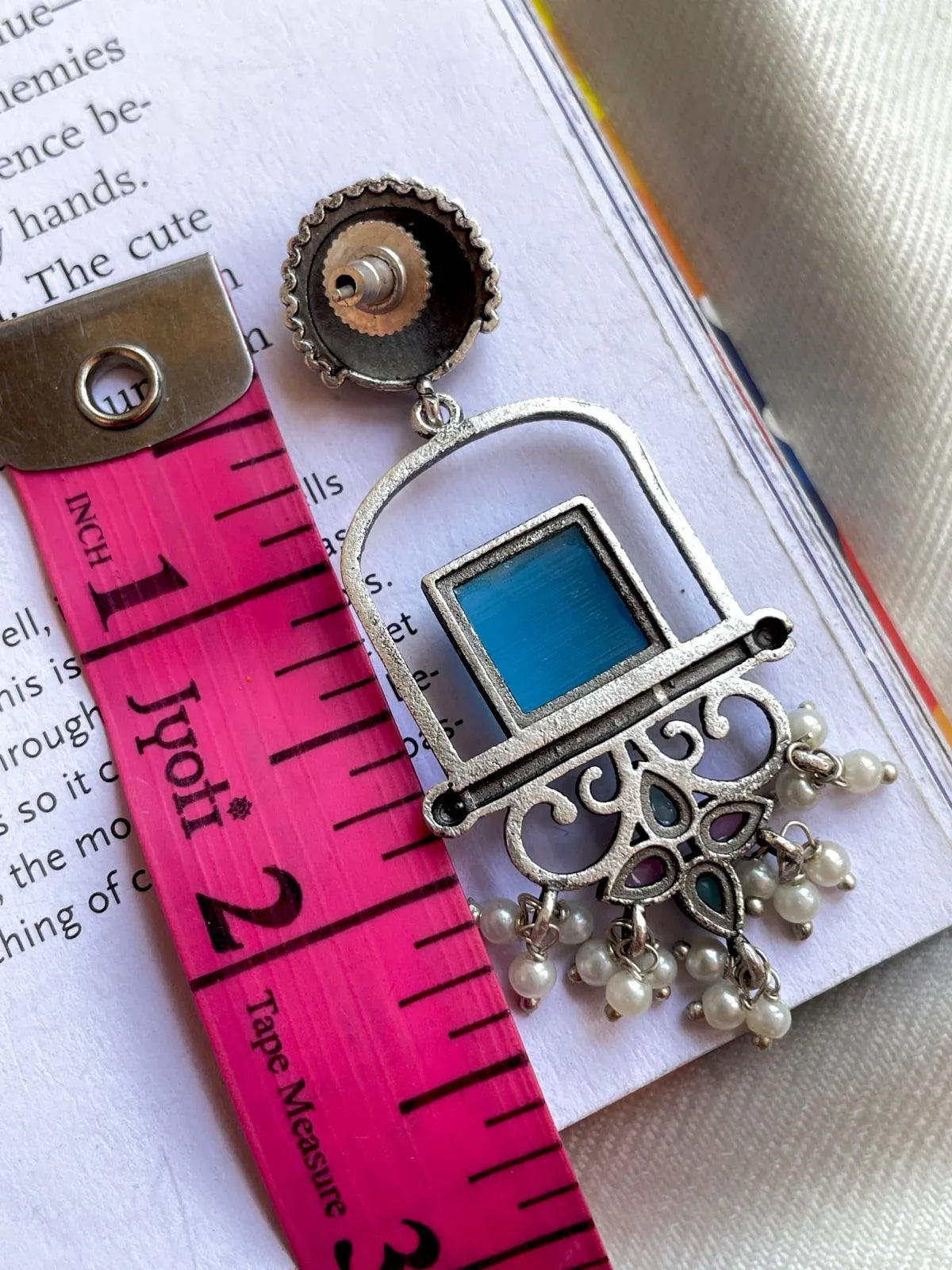 Silver Replica Light weight Monalisa Stone Drop Earring