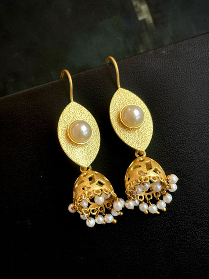 Golden Pearl Top with Golden Jhumki Earring