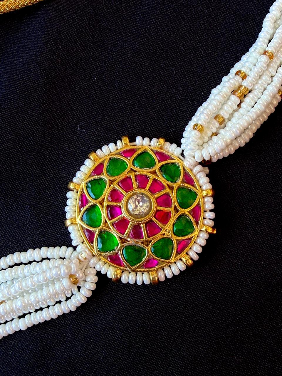 Pachi Kundan Pendant Choker Necklace with Earring set