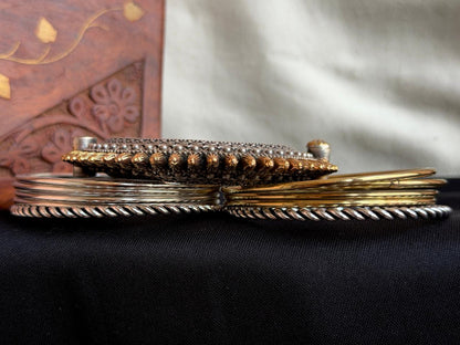 Silver and Golden Bangles with Dual Tone Kada set