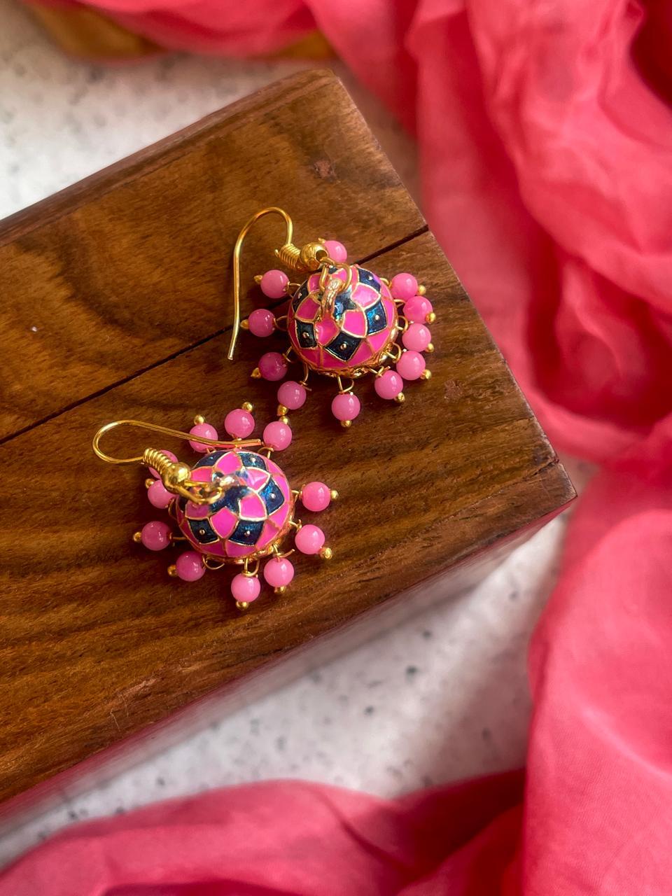 Meenakari Small Jhumki Earring (Set of 2 Pairs)