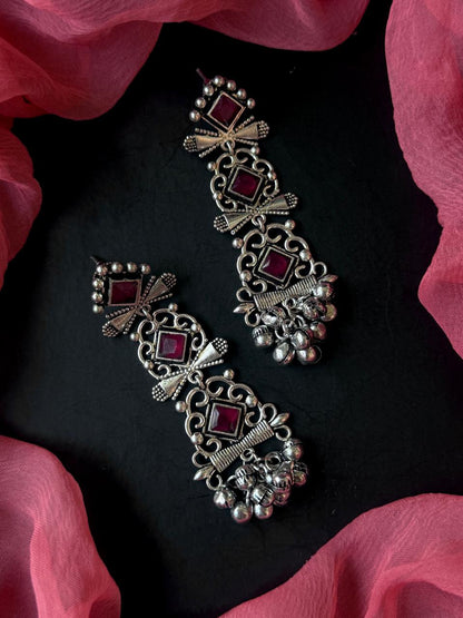 Monalisa Stone Silver Replica Partywear Earring
