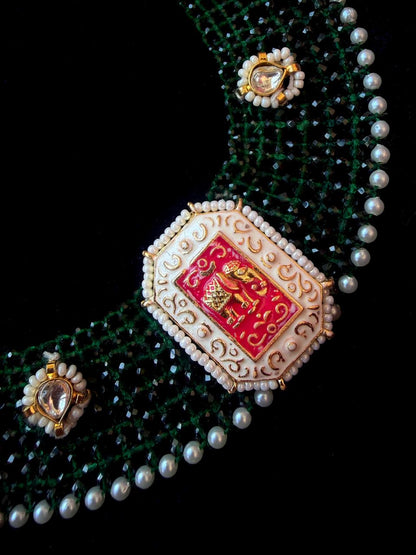 Kundan Meenakari Motif Hydro Beaded Choker Necklace