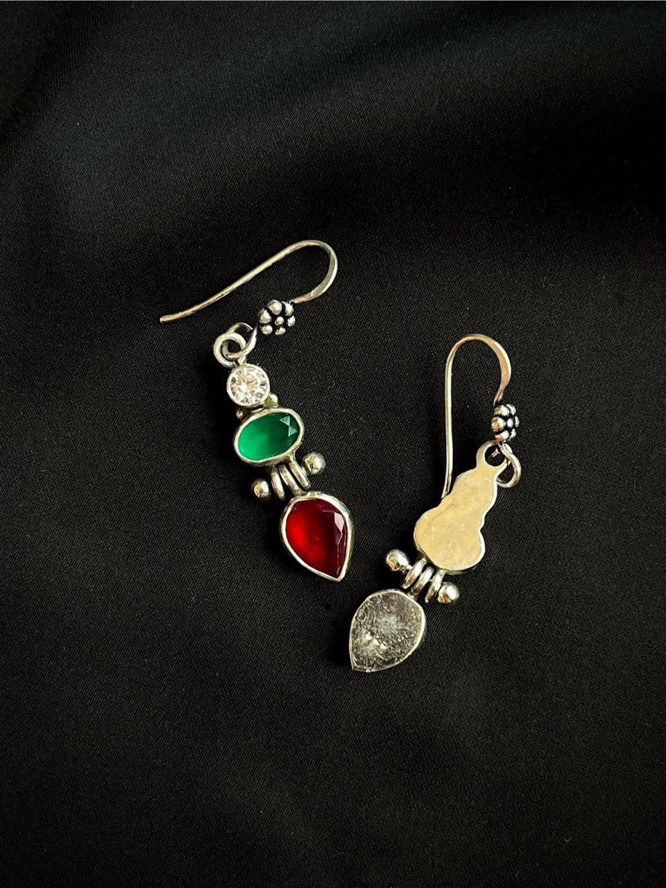 Ruby and AD stone 92.5 Silver Earring