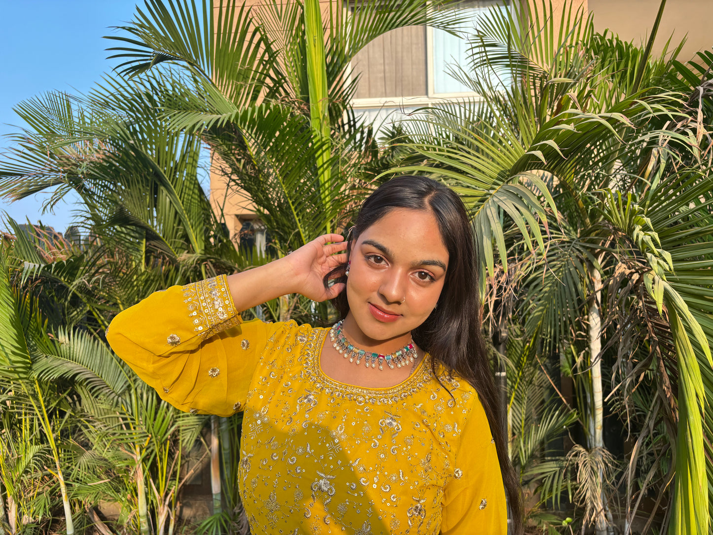 Monalisa Stone Oxidized Choker with Earring Set